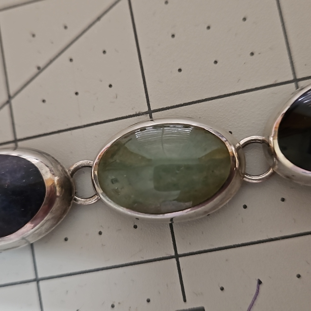 Vintage multi stone sterling bracelet - Picture 9 of 13